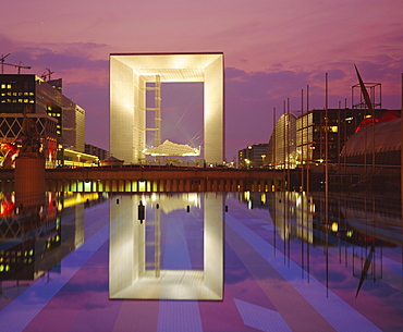 La Grande Arche and reflection, La Defense, Paris, France, Europe