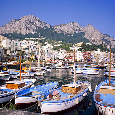 Boats moored in the Marina Grande, Capri, Campania, Italy 