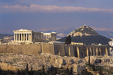 The Acropolis, UNESCO World Heritage Site, and Lykabettos Hill, Athens, Greece, Europe