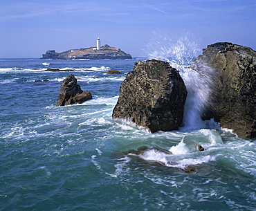 Godrevy Point lighthouse, Cornwall, England, United Kingdom, Europe