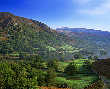 Rydal Water from Loughrigg Terrace, Lake District National Park, Cumbria, England, United Kingdom, Europe