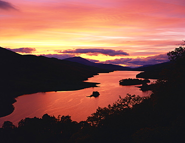 Queen's View at dusk, Pitlochry, Tayside, Scotland, United Kingdom, Europe