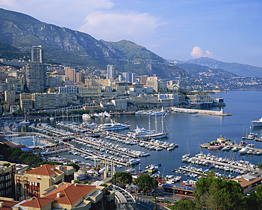 The harbour and skyline of Monte Carlo, Monaco, Mediterranean, Europe