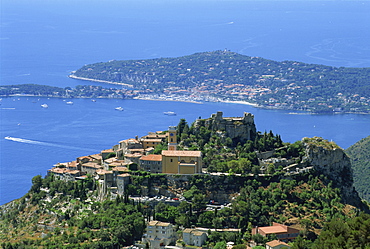 The town of Eze and the coast of the Cote d'Azur, Provence, France, Mediterranean, Europe