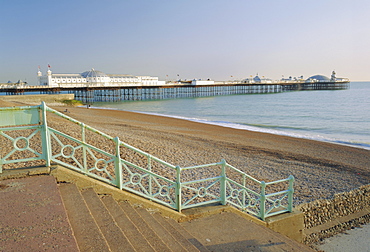 Beach and Palace pier, Brighton, East Sussex, England, UK, Europe