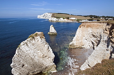 Freshwater Bay and Tennyson Down from Afton Down, Isle of Wight, England, United Kingdom, Europe