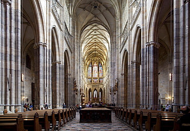 Interior of St. Vitus's Cathedral looking east, Prague Castle, Prague, Czech Republic, Europe