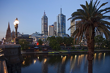 St. Paul's Cathedral, City Centre and Yarra River at dusk, Melbourne, Victoria, Australia, Pacific