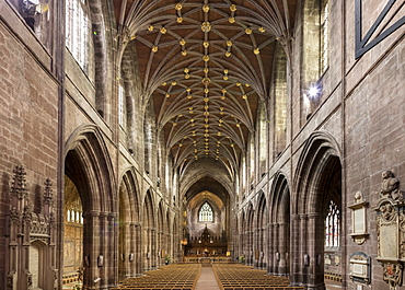 Chester Cathedral, interior looking East, Cheshire, England, United Kingdom, Europe