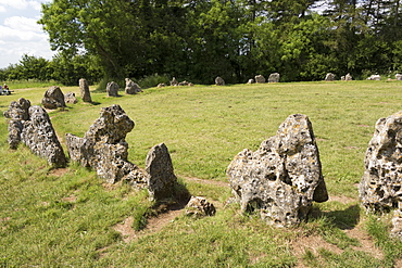 The Kings Men stone circle, The Rollright Stones, on the Oxfordshire Warwickshire border, England, United Kingdom, Europe