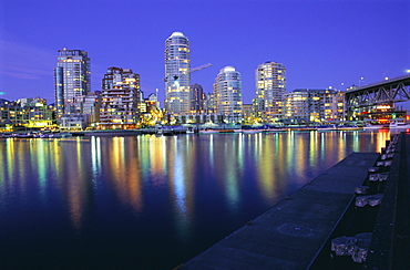 False Creek, night skyline, Vancouver, British Columbia (B.C.), Canada, North America