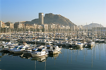 Marina and view to Castillo, Alicante, Spain, Europe