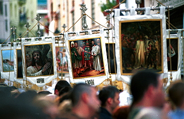 Malaga-Spain - Easter Week (Semana Santa) - Banners held in procession 