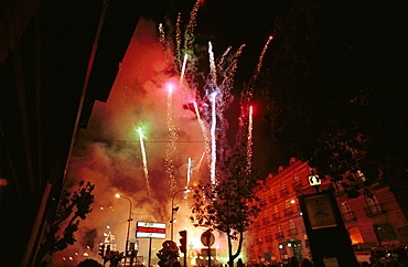 Murcia - Spain Spring Festivals - Burial of the Sardine Fireworks at the end of the evening parade 