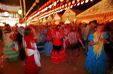 Seville - Spain - The Feria de Abril - Seville Fair - Dancing through the night at the fairground