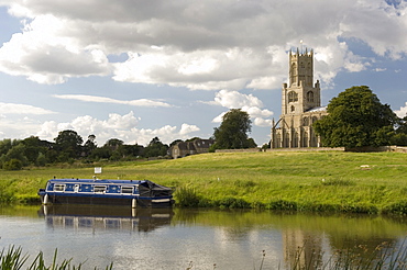 Fotheringhay church and the River Nene, Northamptonshire, England, United Kingdom, Europe