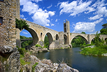 The Romanesque bridge, Besalu, Catalonia, Spain, Europe