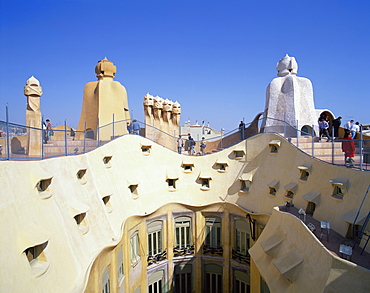 The Casa Mila, a Gaudi house, UNESCO World Heritage Site, in Barcelona, Cataluna, Spain, Europe