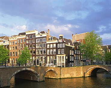 The Keizersgracht and Reguliergracht canal and bridges in Amsterdam, Holland, Europe