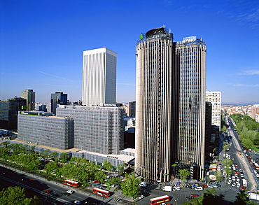 Skyline of the Financial District including the Europa and Picasso buildings, in Madrid, Spain, Europe