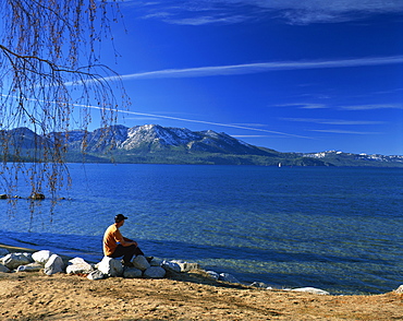 View of south beach, Lake Tahoe, California, United States of America, North America