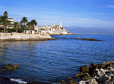 Old walls and castle at Antibes, Cote d'Azur, French Riviera, Provence, France, Mediterranean, Europe