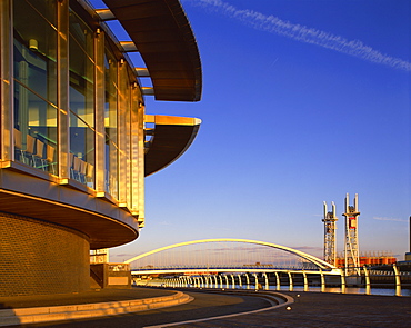 Salford Quays and Bridge, Manchester, England, United Kingdom, Europe