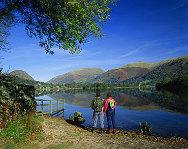 Walkers at Grasmere, Lake District National Park, Cumbria, England, United Kingdom, Europe