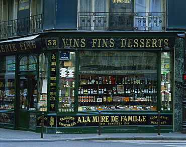 Wine shop facade, Paris, France, Europe