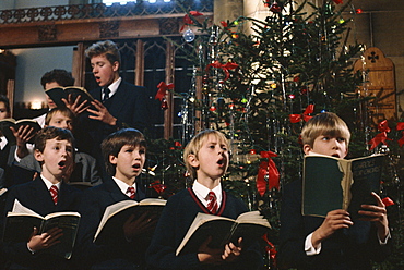 Carol service choir at Christmas, England, United Kingdom, Europe