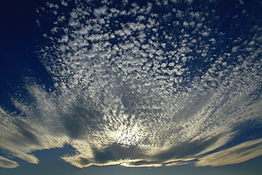 High cloud before sun at dusk, Provence, France, Europe