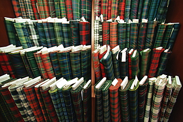 Tartan cloth, MacNaughtons Emporium, Pitlochry, Scotland, United Kingdom, Europe