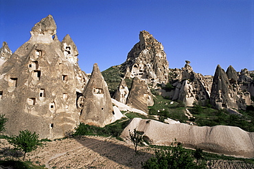 General view of Uchisar, Cappadocia, Anatolia, Turkey, Asia Minor, Eurasia