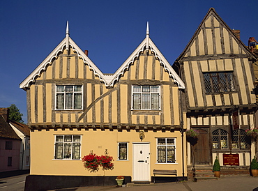 Traditional housing facades, Lavenham, Suffolk, England, United Kingdom, Europe