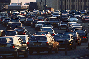 Traffic jam at dusk, London, England, United Kingdom, Europe