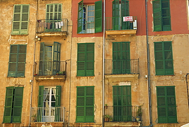 Shuttered windows, Palma, Mallorca, Balearic Islands, Spain, Europe