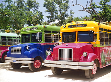 Custom painted buses, Mexico  