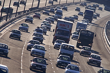 Traffic on the M25 motorway in England, United Kingdom, Europe