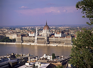 Parliament Building and the River Danube, Budapest, Hungary, Europe