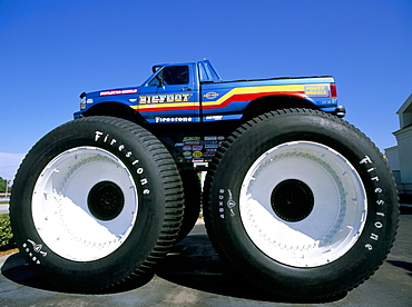 Huge tyres, Big Foot, customised car, United States of America, North America