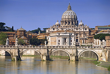 St. Peters and River Tiber, Rome, Lazio, Italy, Europe