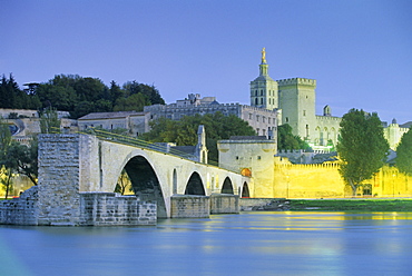 Palais des Papes (Papal palace) and River Rhone, Avignon, Vaucluse, Provence, France, Europe