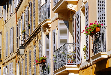 Shutters and balconies, Aix en Provence, Provence, France, Europe