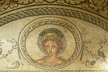 Mosaic of Venus, Bignor Roman villa, West Sussex, England, United Kingdom, Europe