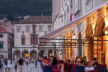 Pred Dvorom, people at cafe at dusk, Dubrovnik, Croatia, Europe