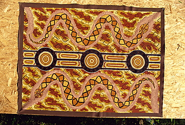 A dream painting with snakes of the Walpiri Tribe, Australia, Pacific