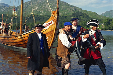 Re-enactment on the 250th aniversary of the return of Prince Charlie in 1745, Glenfinnan, Scotland, United Kingdom, Europe