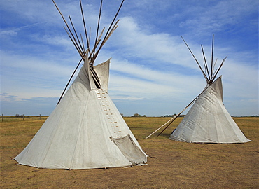 Tepees in the Wanuskewin Heritage Park in Saskatchewan, Canada, North America