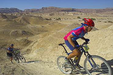 Competitiors in the Mount Sodom International Mountain Bike Race, Dead Sea area, Israel, Middle East