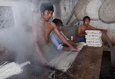 Noodle factory, Hsipaw, Northern Shan State, Myanmar, Asia